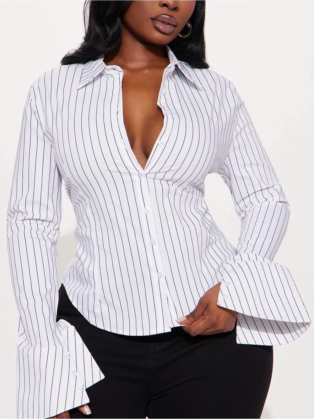 Classic White Pinstripe Button-Up Shirt